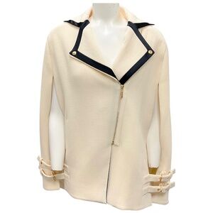 FEDERICA BONIFACI IVORY / BLACK LINEN BLAZER CAPE
